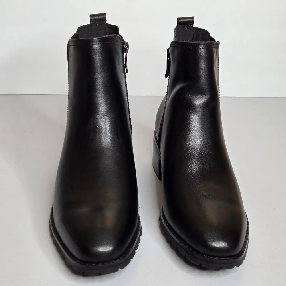 Easy Spirit Sefedra Leather Zip Ankle Black Boots & Booties 9.5 Wide